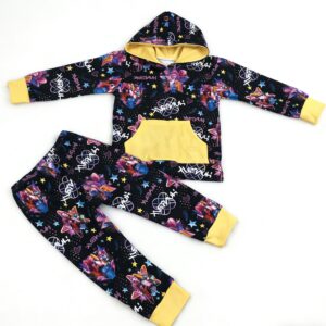 ready to ship Toddler Graffiti Hoodie and Jogger Set Long Sleeve Pocket Hooded Sweatshirt Kids Streetwear